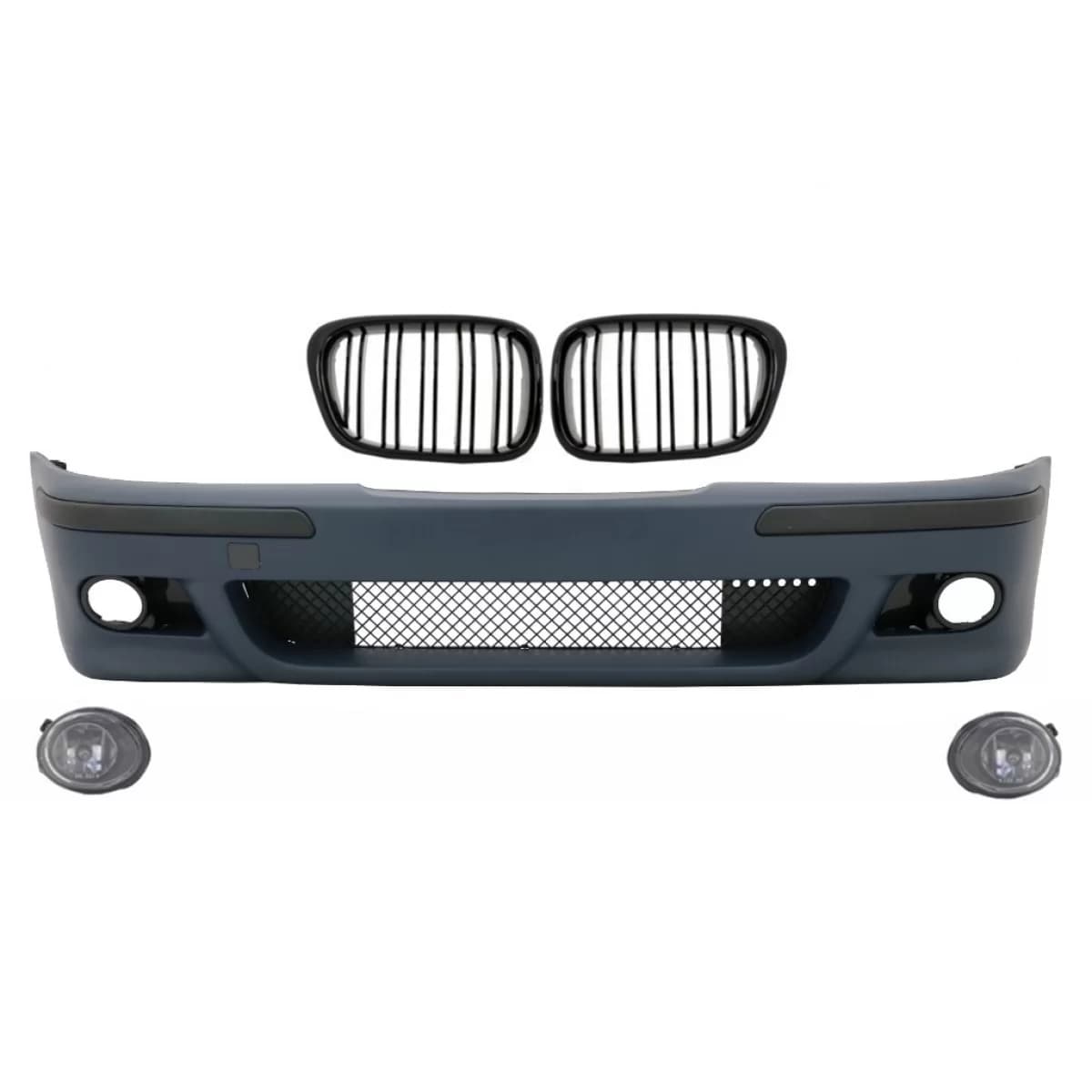 Front Bumper suitable for BMW 5 Series E39 (1995-2003) with Fog Lights and Central Kidney Grilles Double Stripe M5 Look