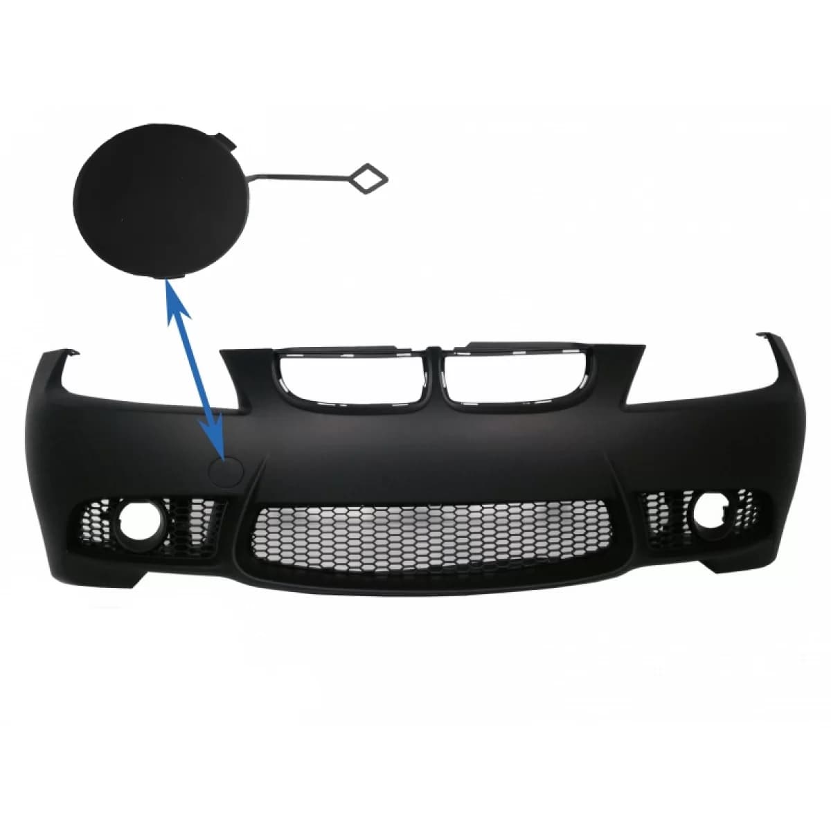 Tow Hook Cover Front bumper suitable for BMW 3 Series E90 Sedan E91 Touring (2004-2008) Non LCI M3 Design