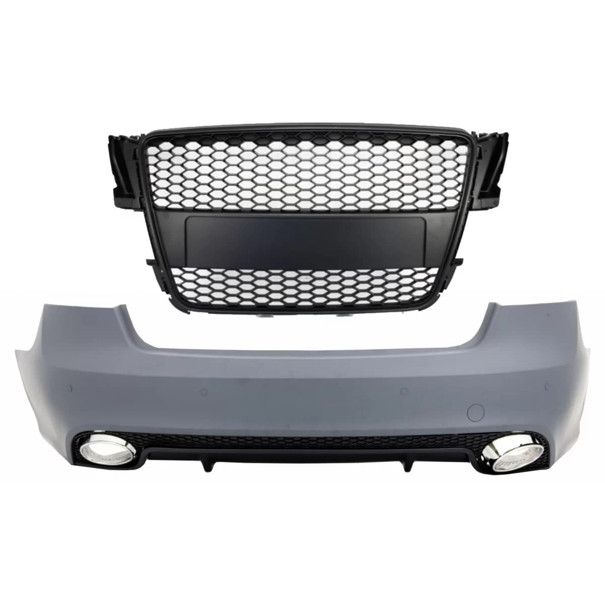 Rear Bumper suitable for Audi A5 S5 8T (2007-2011) RS5 Design With Badgeless Front Grille Matte Black