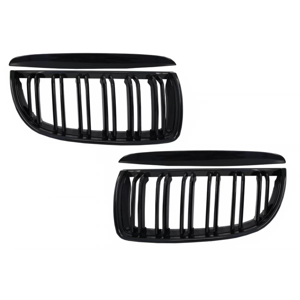 Front Kidney Grilles suitable for BMW 3 Series E90 E91 Pre-LCI (2005-2008) Double Stripe M Design Piano Black