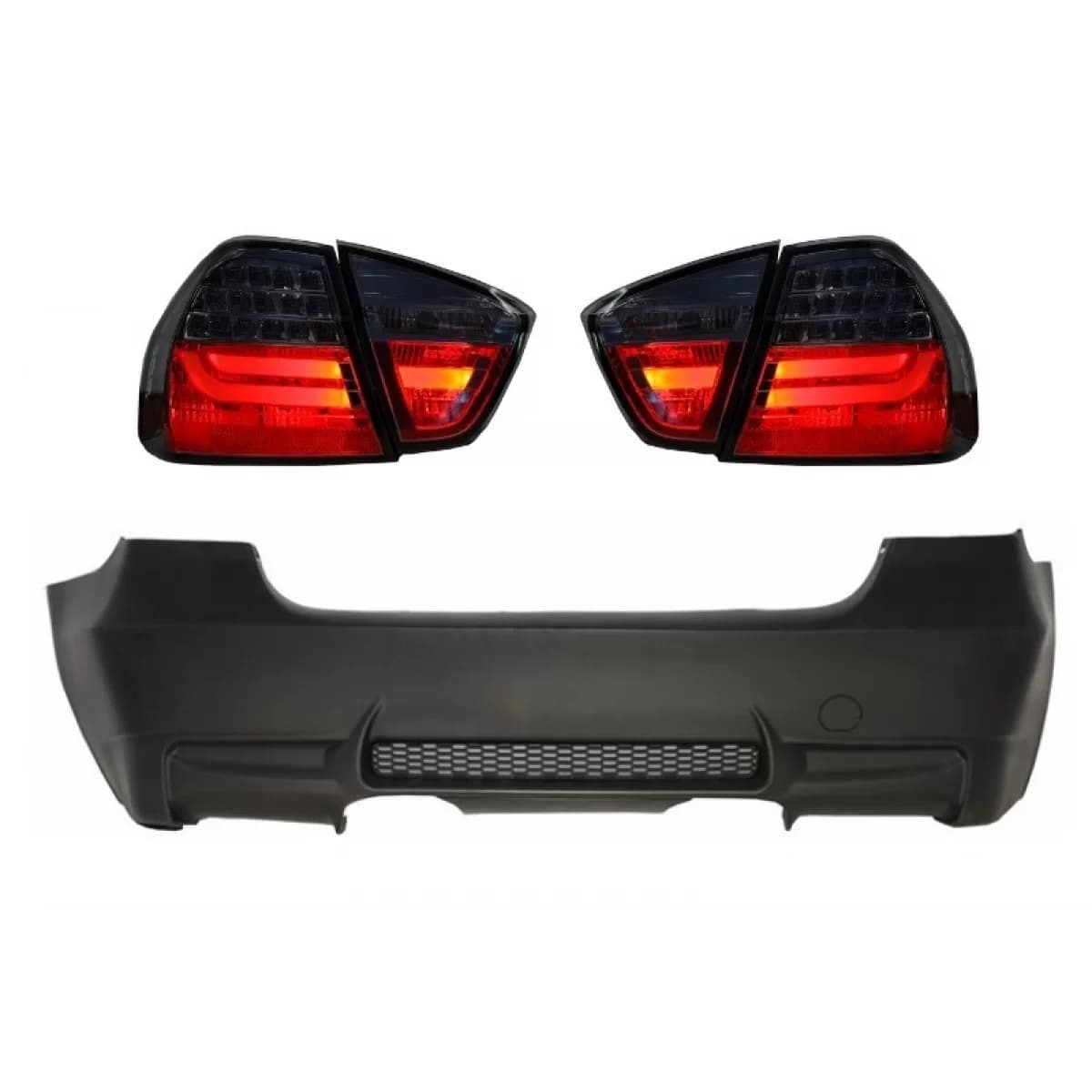 Rear Bumper without PDC suitable for BMW 3 Series E90 (2005-2008) with LED Taillights Smoke M3 Design