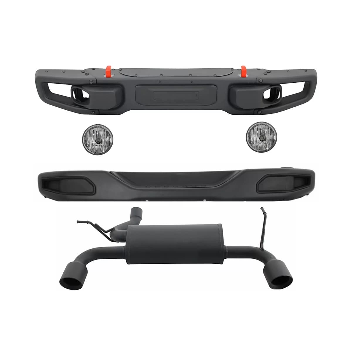Metal Body Kit suitable for Jeep Wrangler Rubicon JK (2007-2017) 10th Anniversary Hard Rock Style With Complete Exhaust System Axle-Back