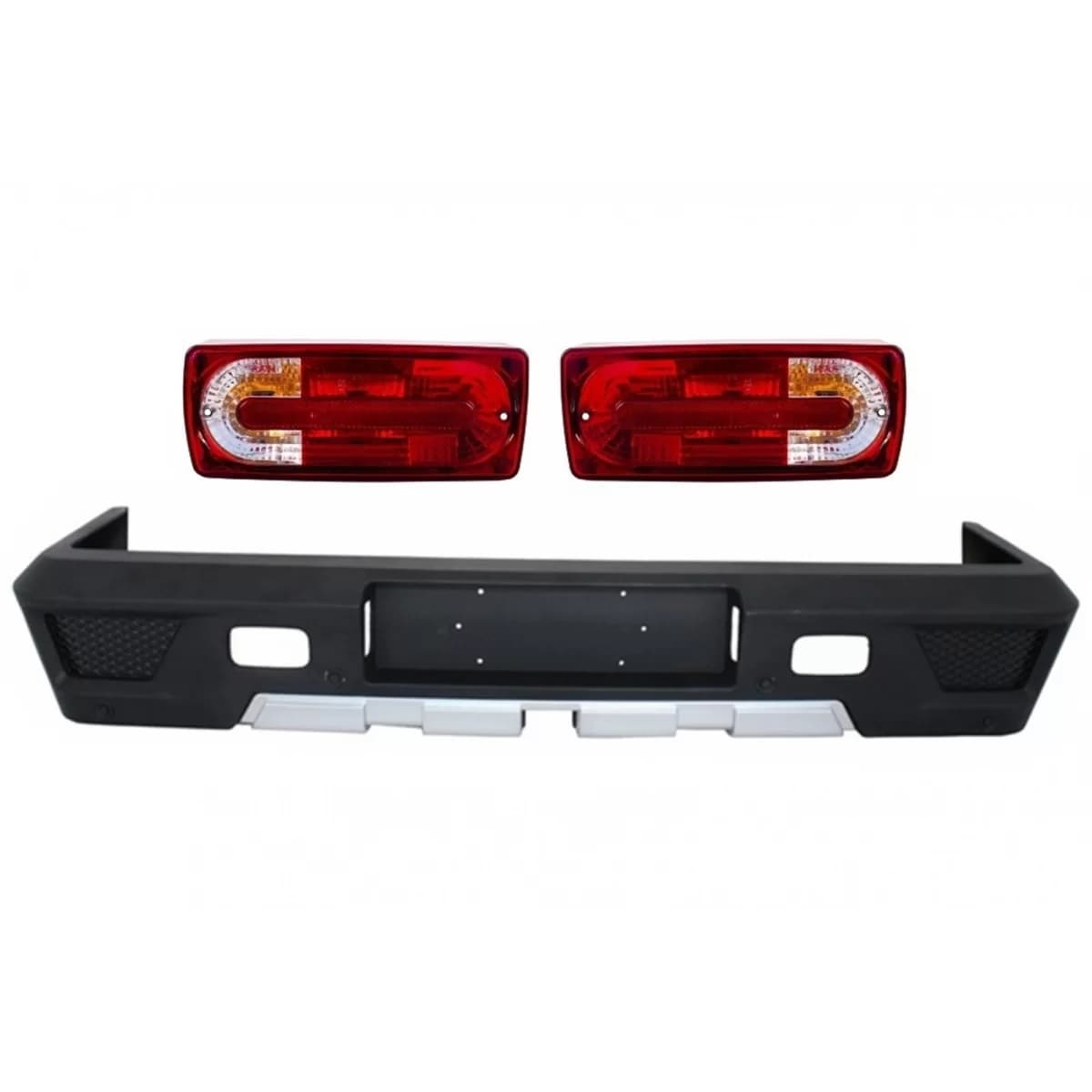 Rear Bumper suitable for Mercedes W463 G-Class (1989-2017) with Taillights Red Clear G63 G65 Design
