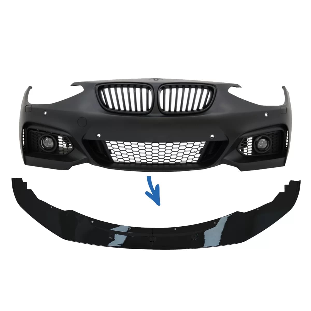 Front Bumper Lip Spoiler suitable for BMW 1 Series F20 F21 (2011-2014) 2 Series F22 F23 (2014-up) M Sport M-Performance Design