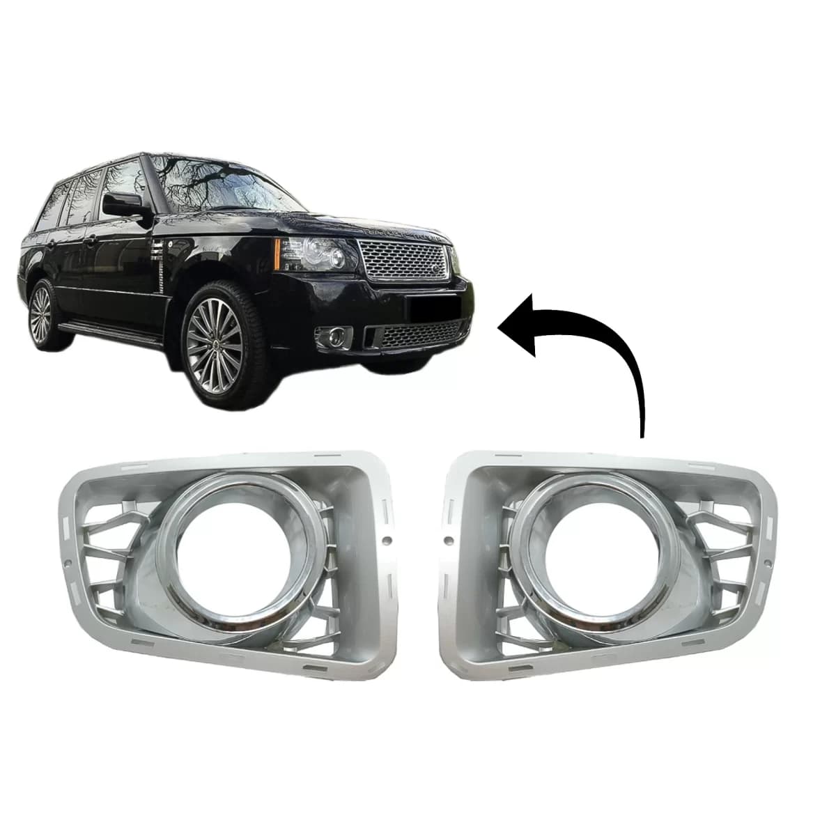 Fog Lamp Covers suitable for Land Rover Range Rover Vogue III L322 (2010-2012) Autobiography Design Silver Edition