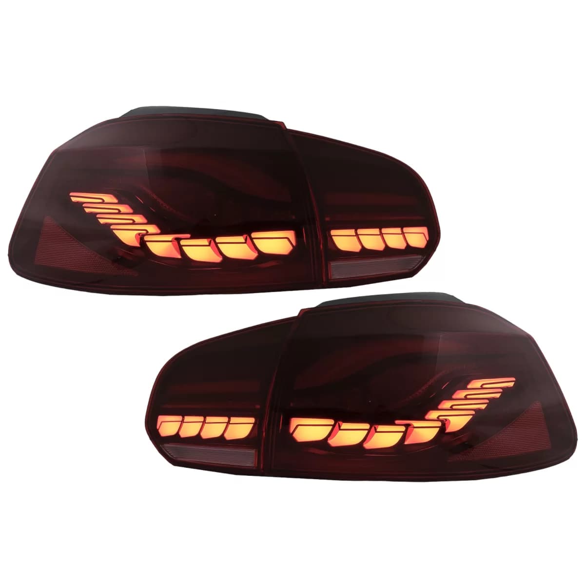 Taillights Full LED suitable for VW Golf 6 VI (2008-2013) Red Smoke with Sequential Dynamic Turning Lights (LHD and RHD)