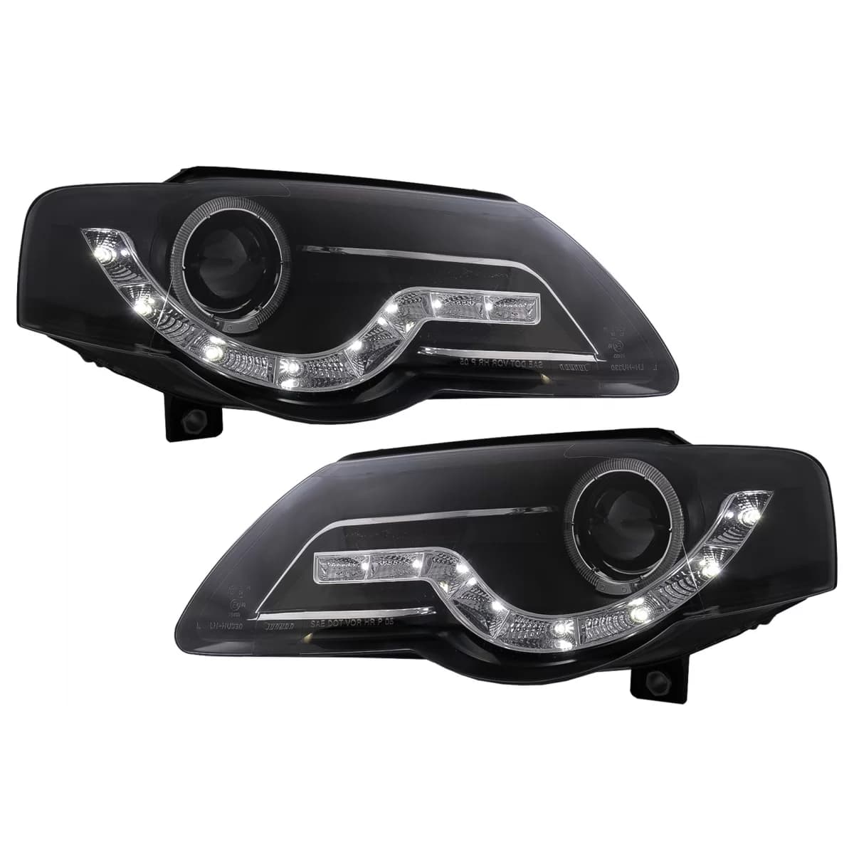 LED DRL Angel Eyes Headlights suitable for VW Passat B6 3C (03.2005-2010) Black
