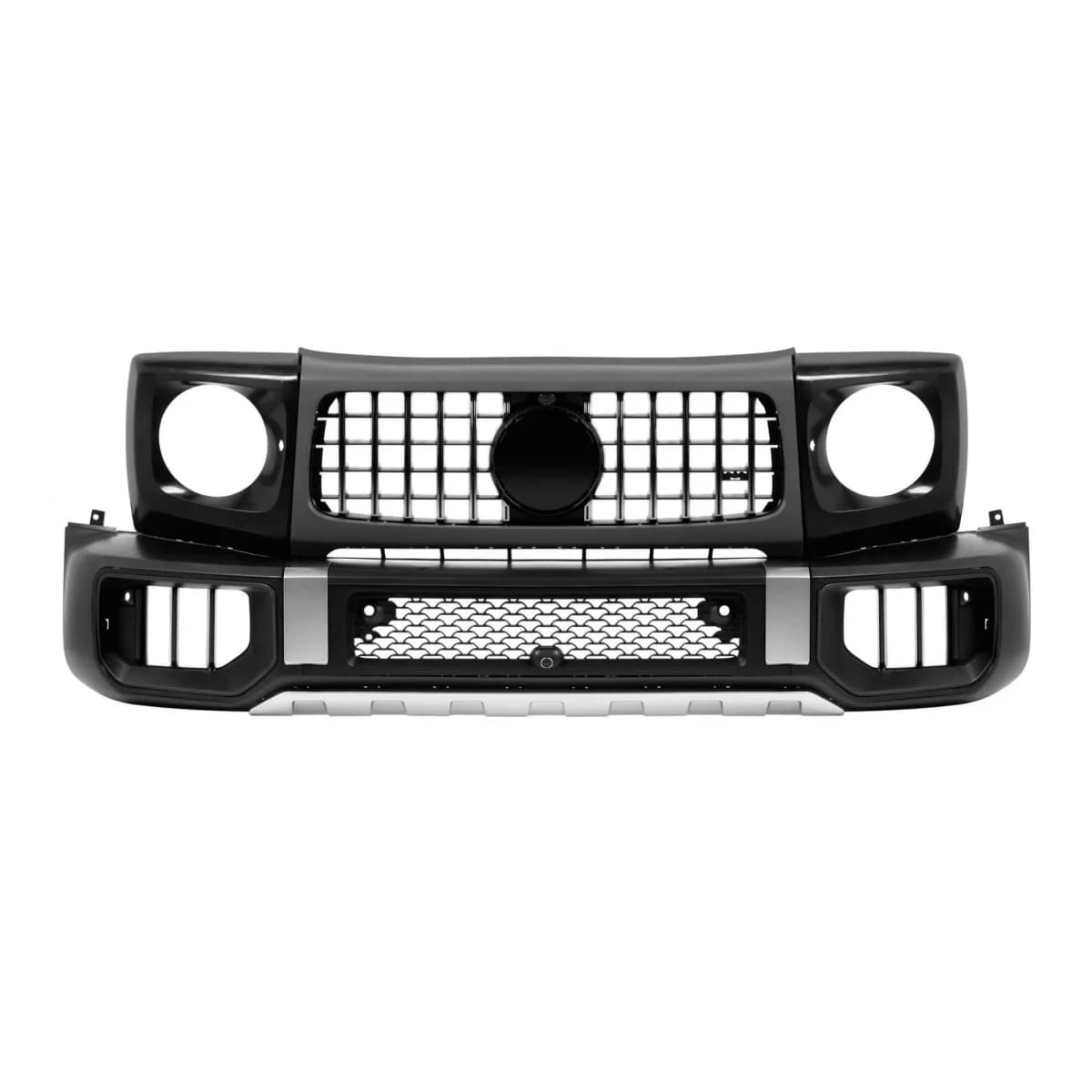 Chrome front bumper kit type W465 suitable for Mercedes G-Class W464 after 2018 with PDC, grille, headlight surrounds, fender flares