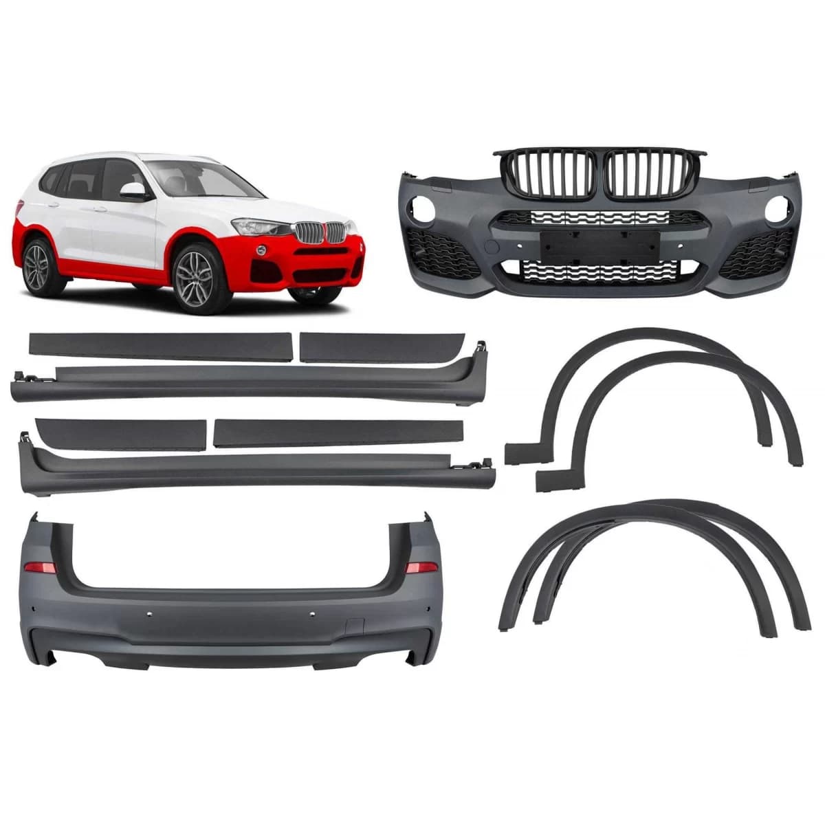 M package suitable for BMW X3 F25 2014-2017 with dual diffuser for dual exhaust -oo--oo-