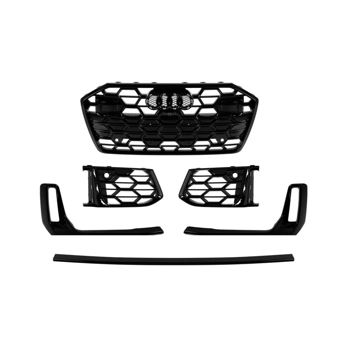 Gloss black grille set suitable for Audi A6 S Line front bumper 2019–2024