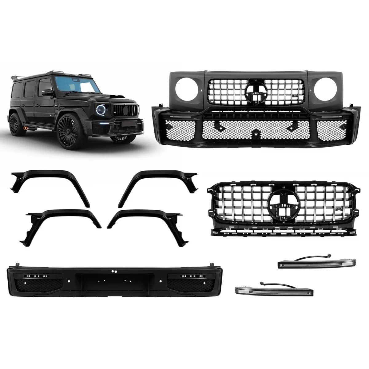 Tuning body kit type G800 B design suitable for Mercedes G-class W464 2019-2023 with chrome elements, 2025 design