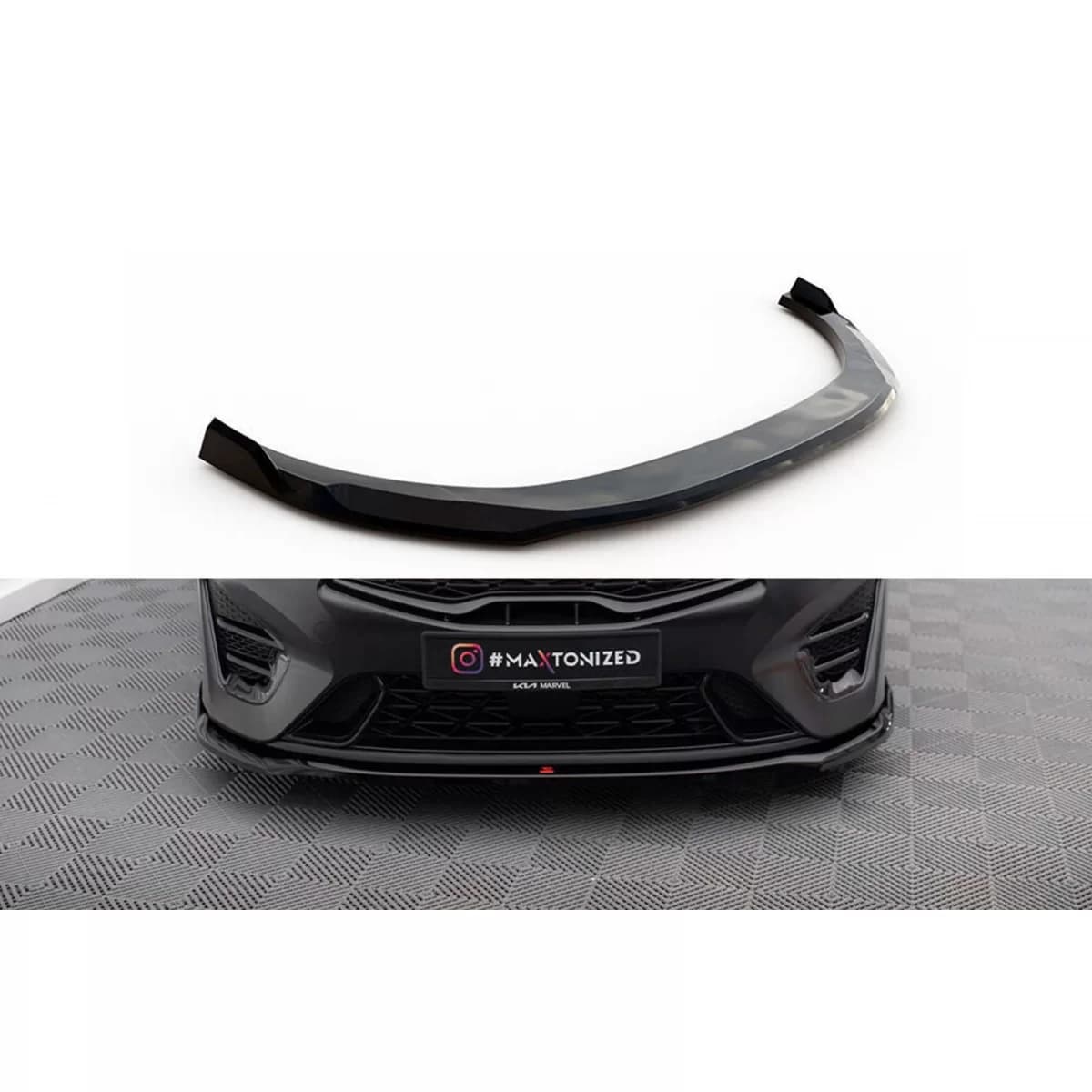 Maxton Design version 1 spoiler suitable for front GT bumper on Kia Proceed, Ceed after 2022, black lacquer