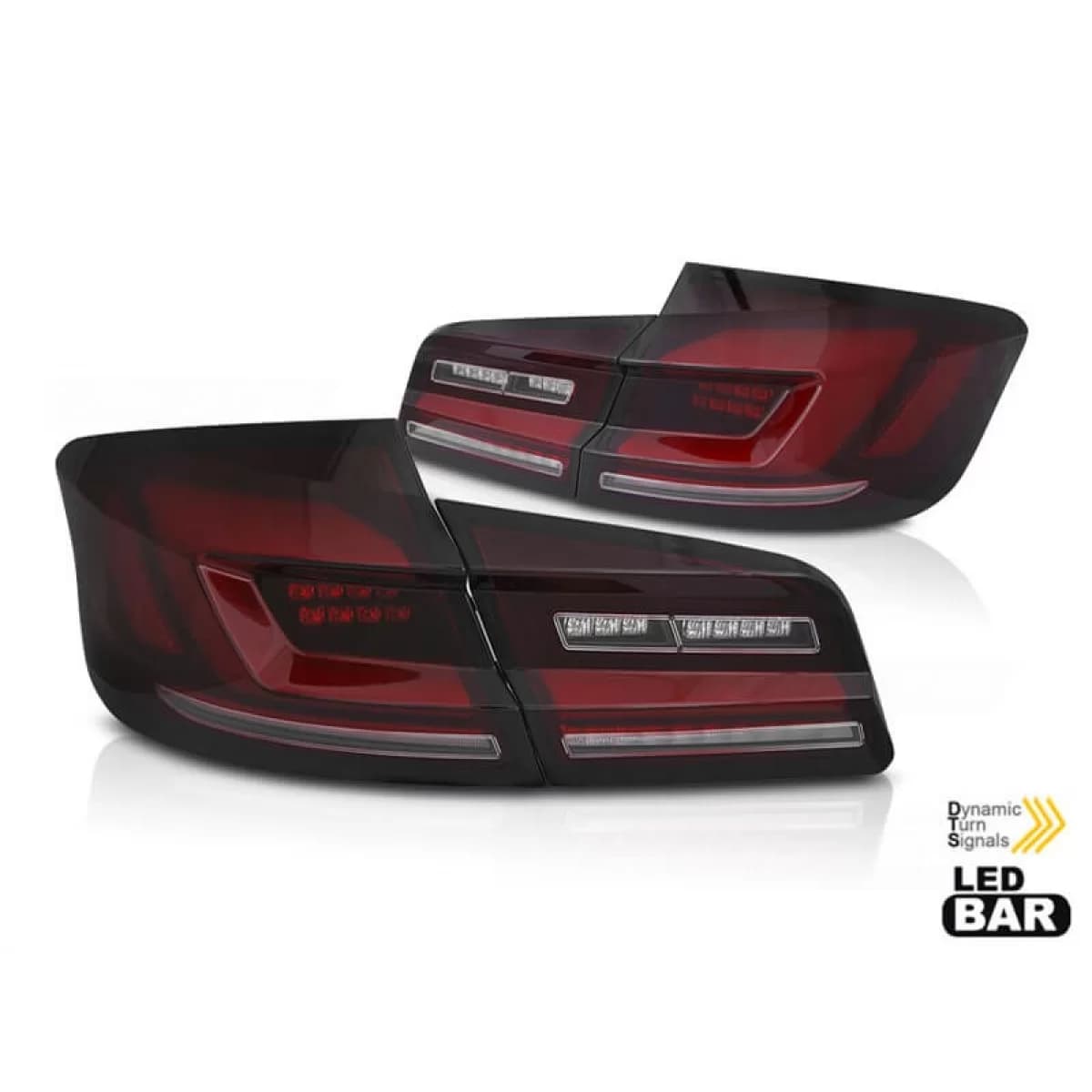 Tuning LED tail light set suitable for BMW 5 Series F10 2010-2016, smoked red, left and right