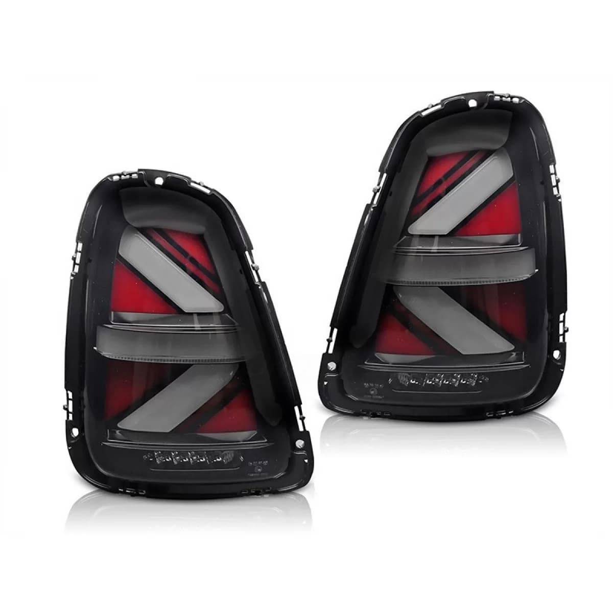 Tuning LED tail light kit suitable for Mini Cooper R56 hatchback 2006-2014, R57 convertible 2009-2014, R58 coupe, R59 Roadster 2011-2015 with smoked base, with "Welcome" function, left and right