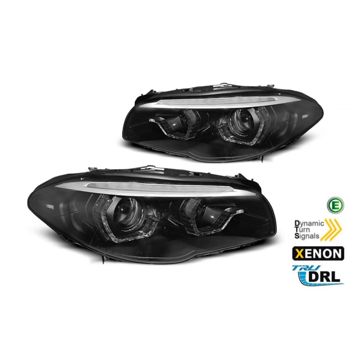 Tuning xenon headlight kit suitable for BMW 5 Series F10, F11 2010-2013 with black base, left and right for models with AFS function