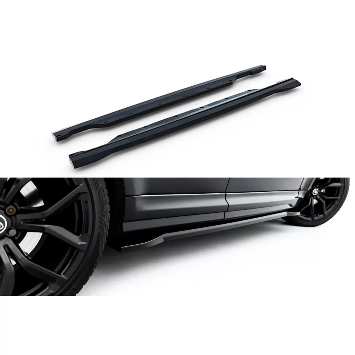 Maxton Design add-ons for SVR type side skirts suitable for Land Rover Range Rover Mk2 Facelift 2018-2022, black lacquer