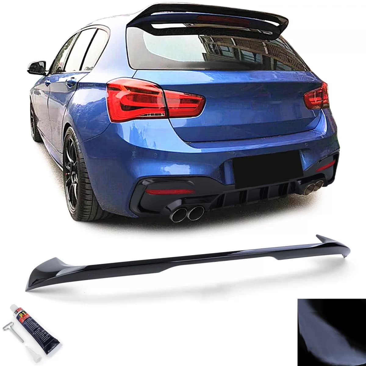 Roof rear spoiler sport look gloss black suitable for BMW 1 Series F20 F21 from 15