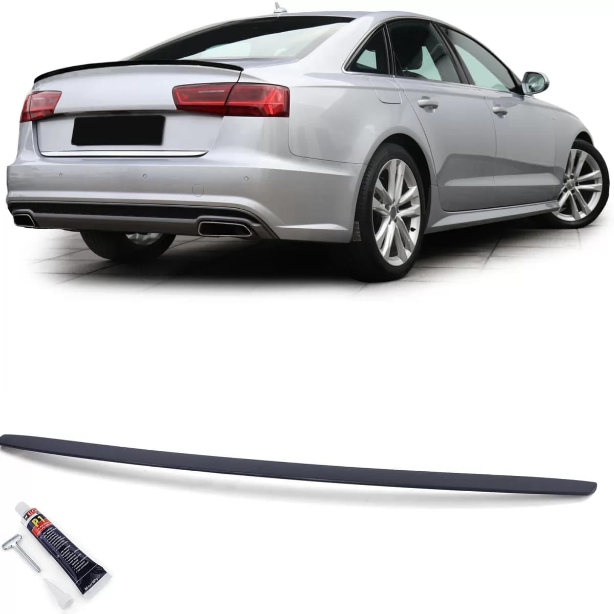 Sport rear spoiler lip matte black suitable for Audi A6 C7 sedan 11-18
