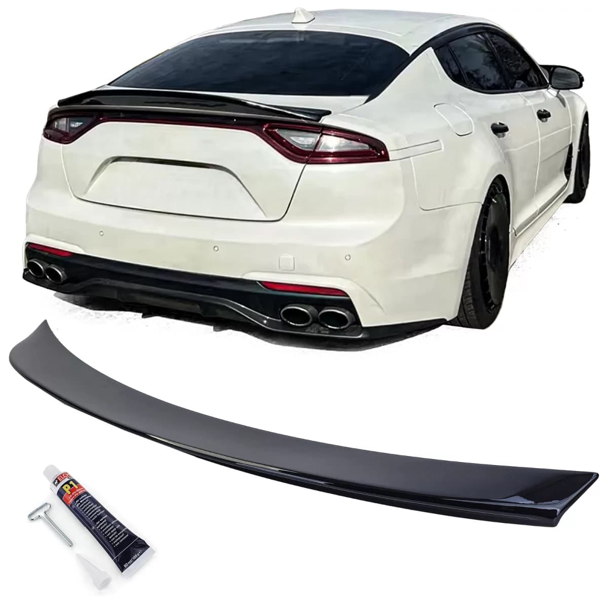 Sport rear spoiler lip gloss black fits Kia Stinger 2017-2023