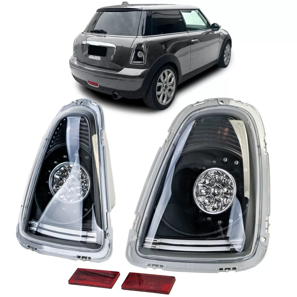 LED Clear Glass Black Tail Lights for Mini One Cooper R56 2006-2010