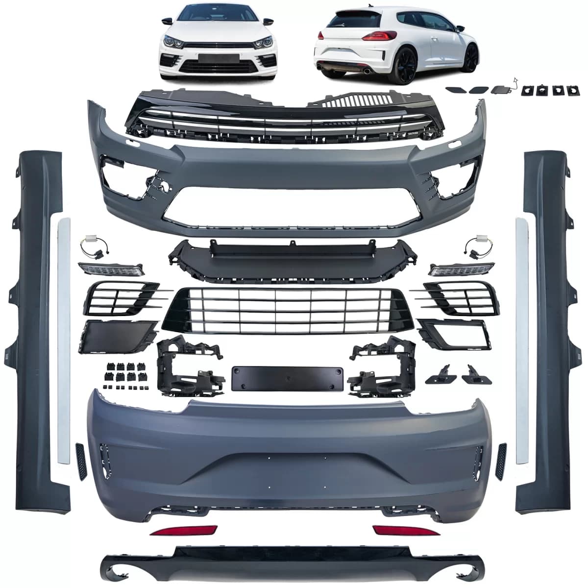 Bodykit R-look bumper side skirts grille DRL for VW Scirocco III Facelift 14-17