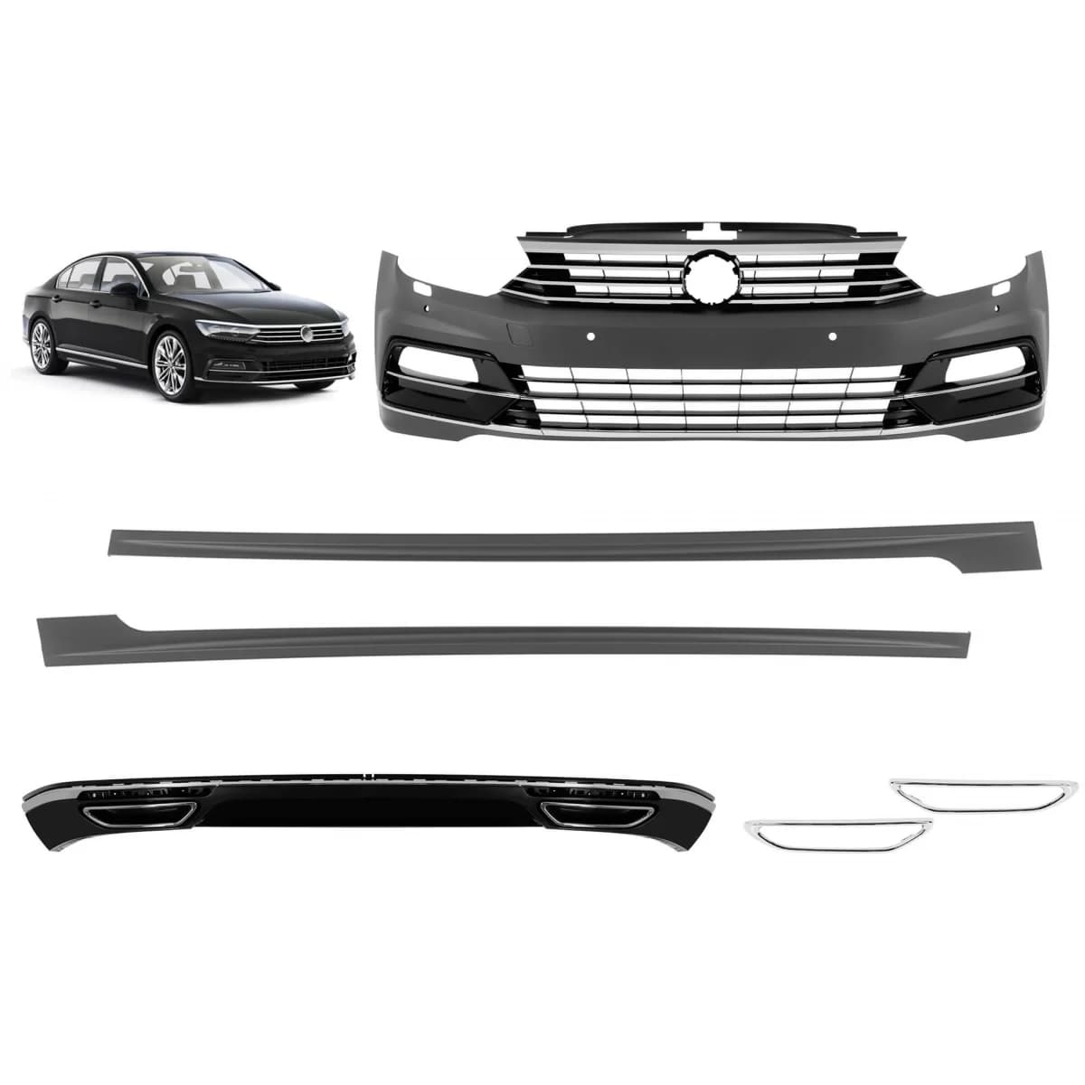 R-line Body Kit suitable for Volkswagen Passat B8 Sedan, Variant 2015-2019, not suitable for Alltrack and GTE
