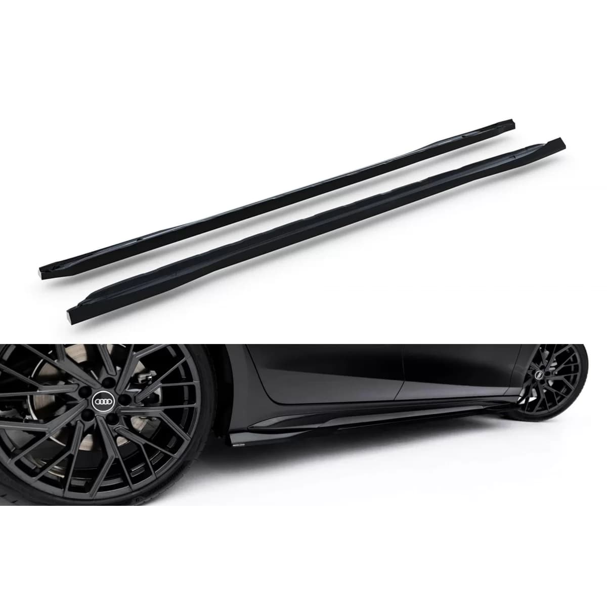 Maxton Design version 1 additives suitable for S-line type side skirts for Audi A6 S-line C9 Avant after 2025, black lacquer