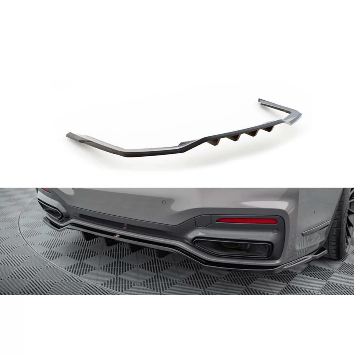 Maxton Design version 2 spoiler suitable for rear bumper of BMW 7 Series G11 with M package 2019-2022, black lacquer