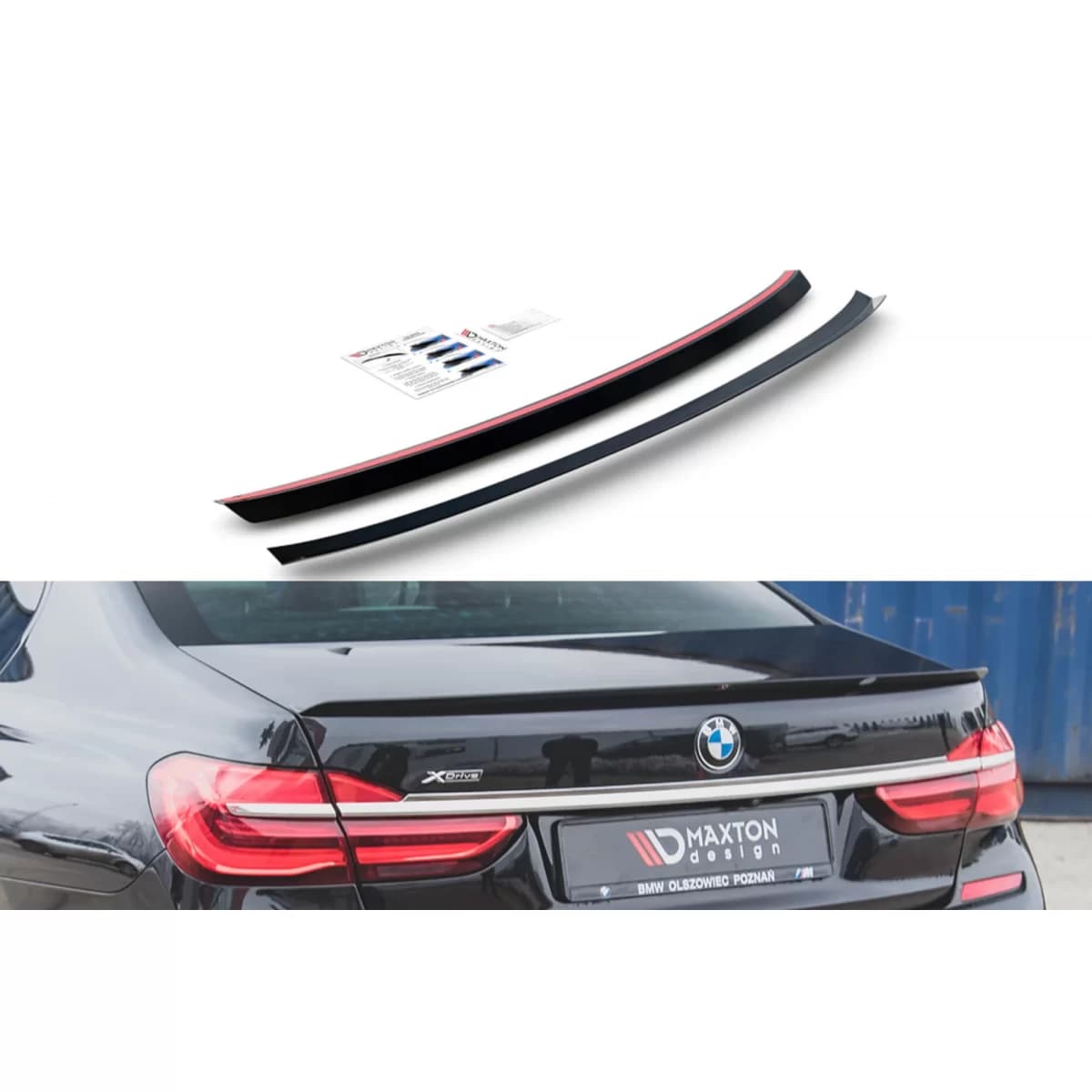 Maxton Design M-Technik type spoiler suitable for BMW 7 Series G11 trunk 2015-2018, black lacquer