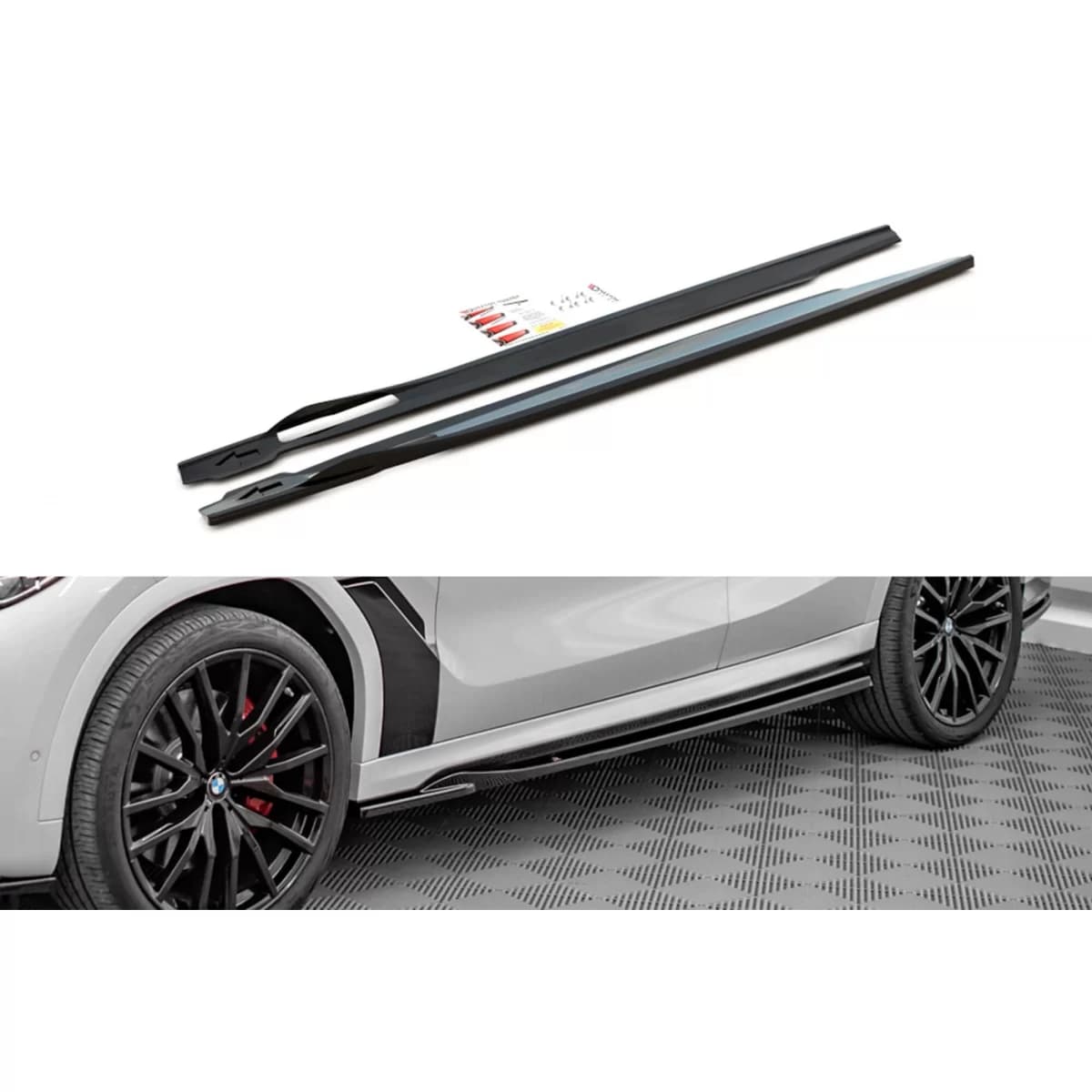 Maxton Design additives suitable for M side skirts for BMW X6 G06 after 2020, black lacquer