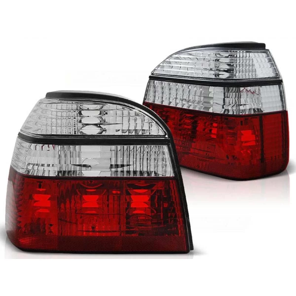 Tuning tail light set suitable for Volkswagen GOLF 3 09.1991-08.1997 hatchback, convertible with red and white base, left and right