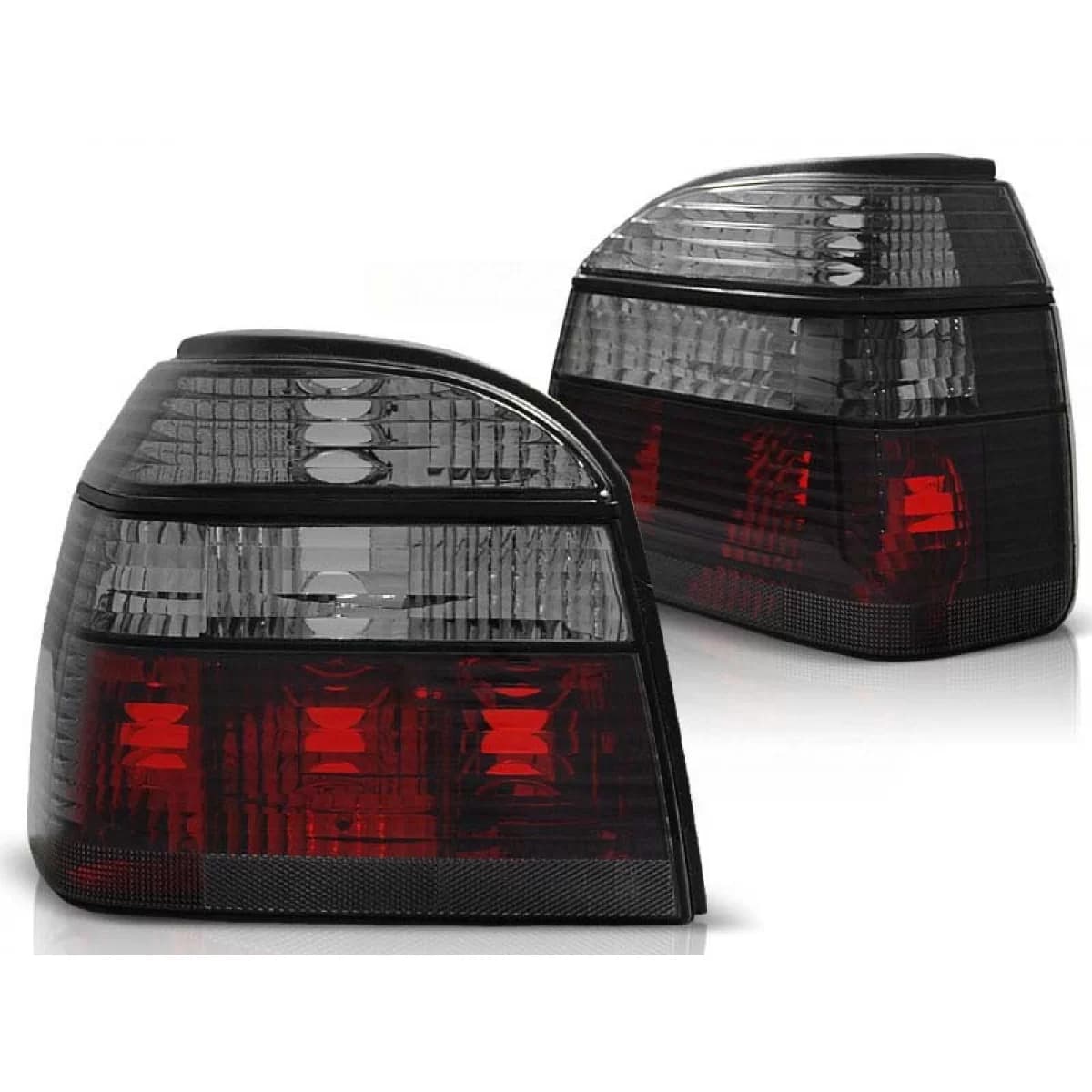Tuning tail light set suitable for Volkswagen GOLF 3 09.1991-08.1997 hatchback, convertible with red and smoked base, left and right