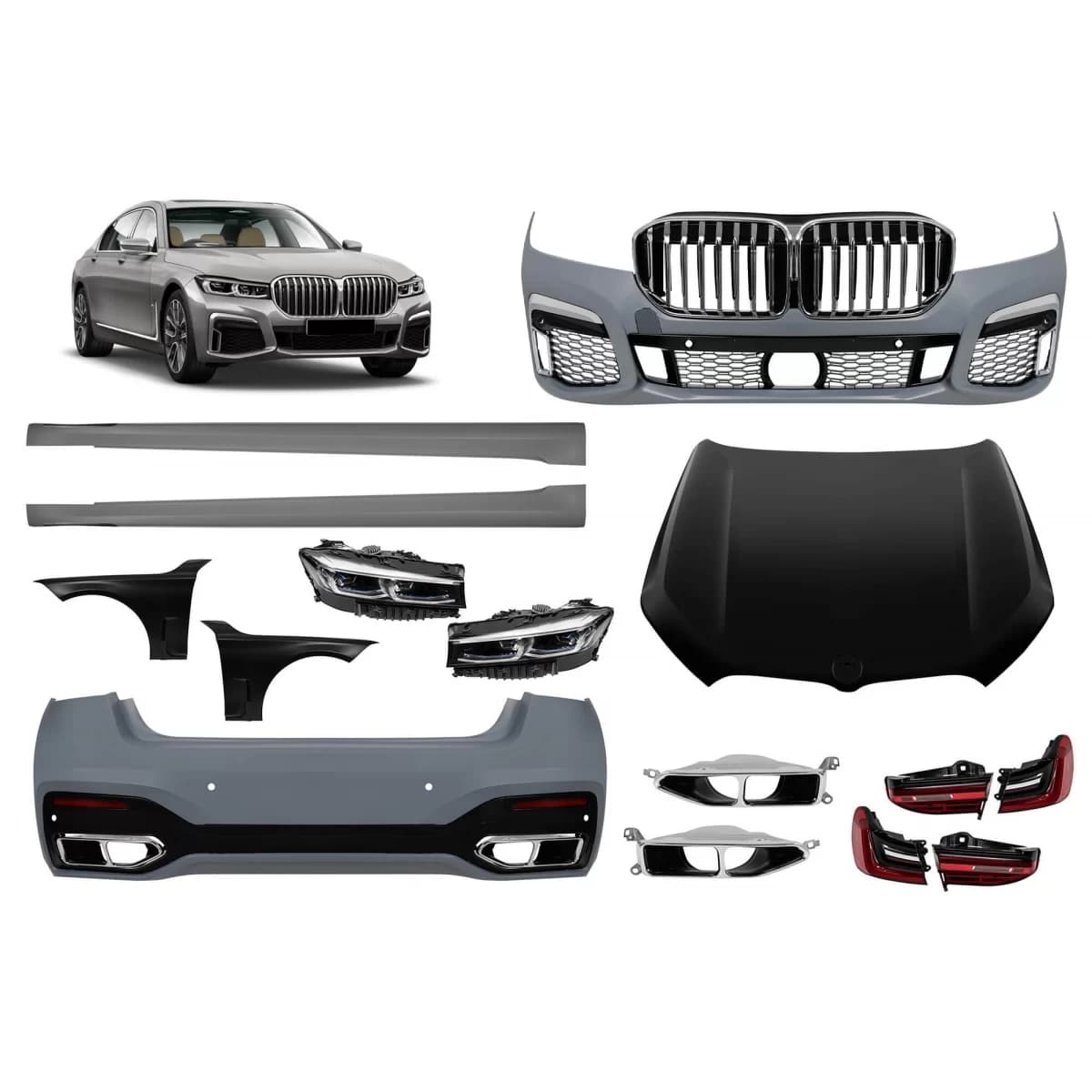 G12 Facelift package suitable for BMW 7 Series G12 long wheelbase 2016-2018 with chrome elements