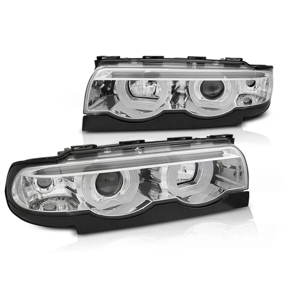 HEADLIGHTS ANGEL EYES LED 3D CHROME fits BMW E38 94-01