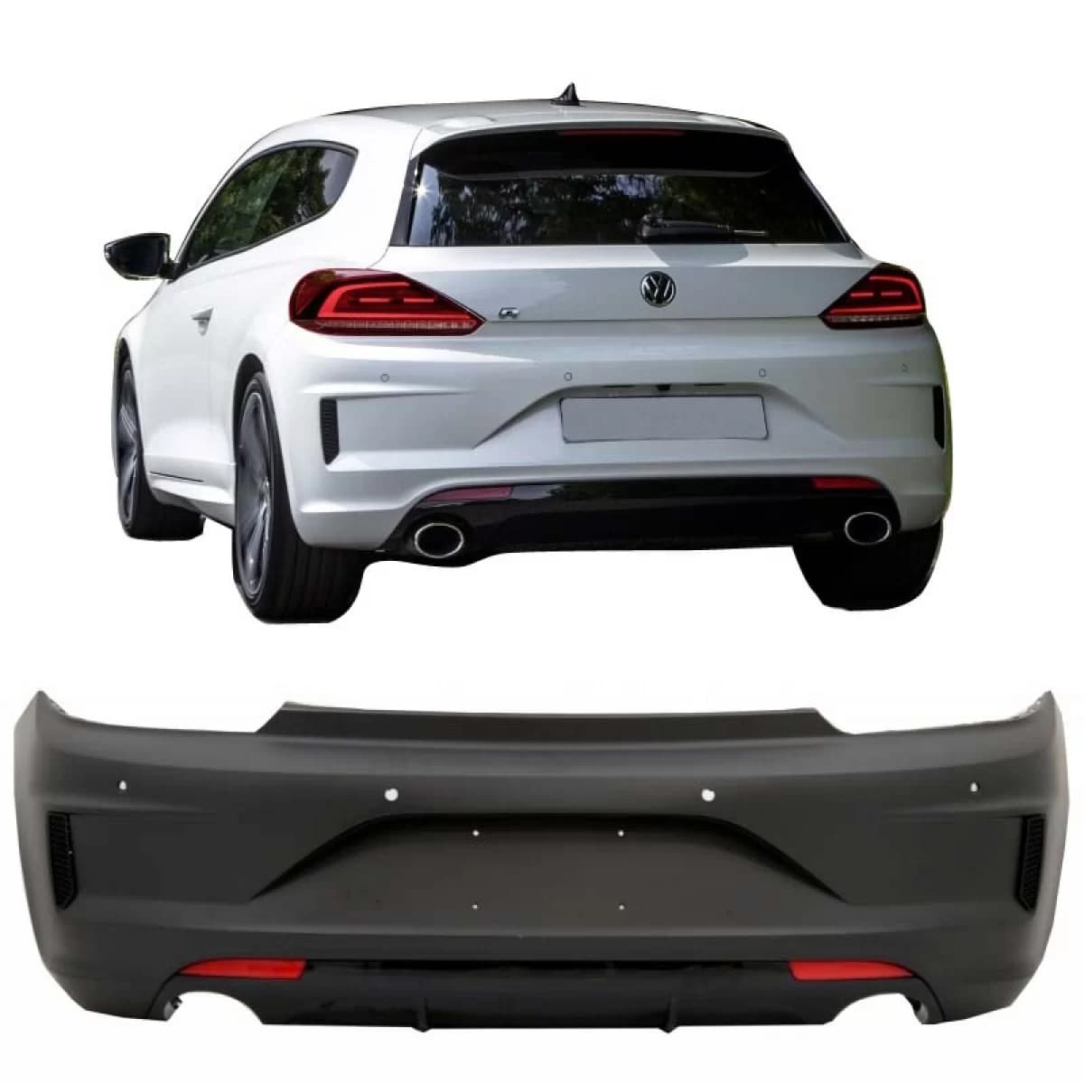 Rear Bumper suitable for VW Scirocco 14-17 Facelift R20 Look