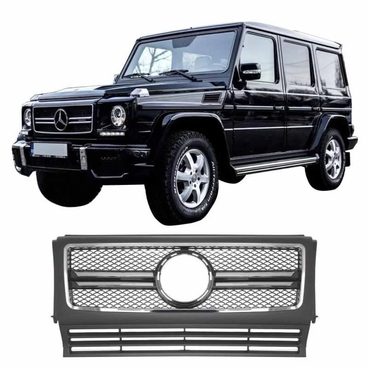 Front Grille suitable for Mercedes-Benz G-Class W461 W463 90-15 A Design G55/G65 Look Black/Chrome 1pc