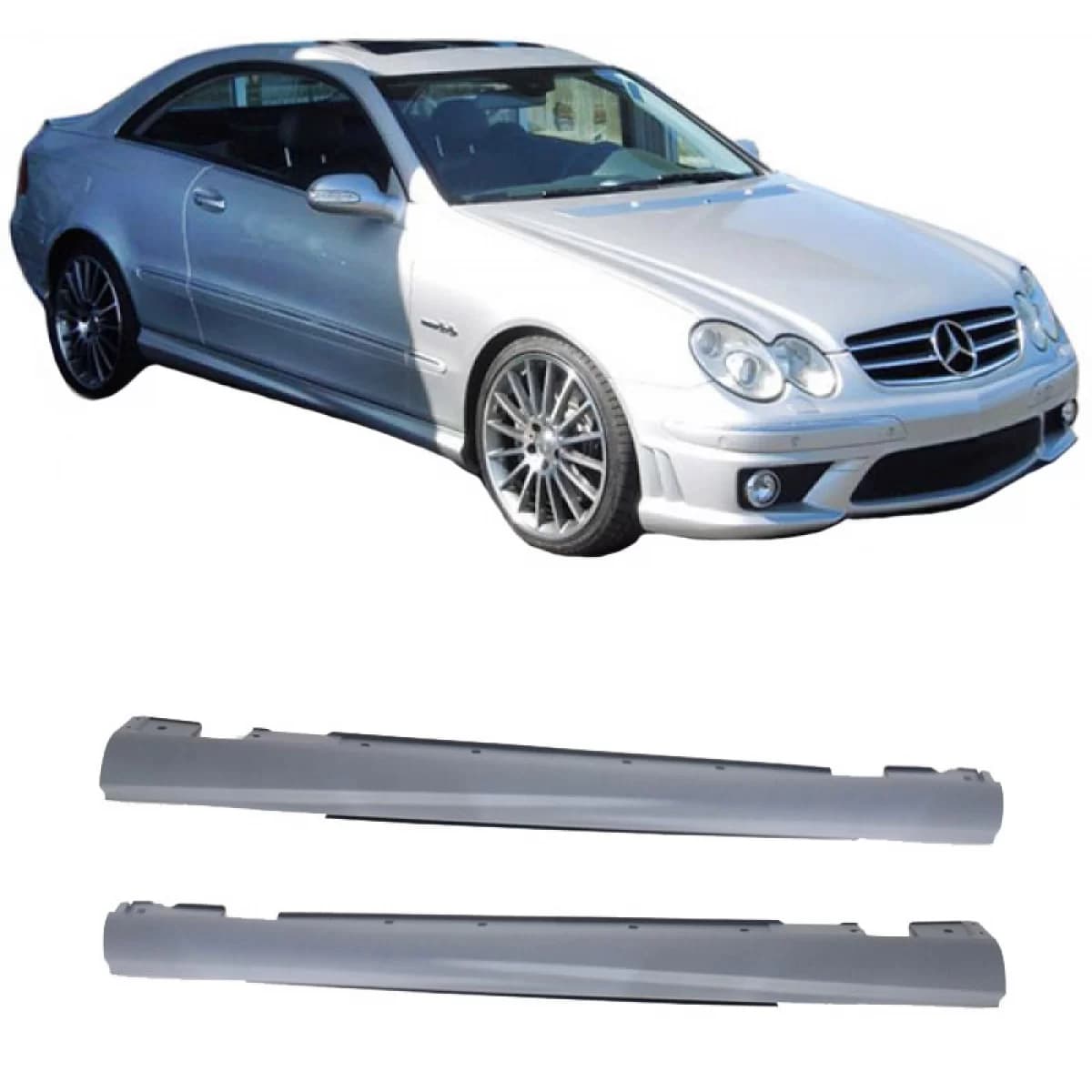 Side Skirts suitable for Mercedes-Benz CLK-Class W209 02-09 A Design Look from ABS Plastic 2 pcs