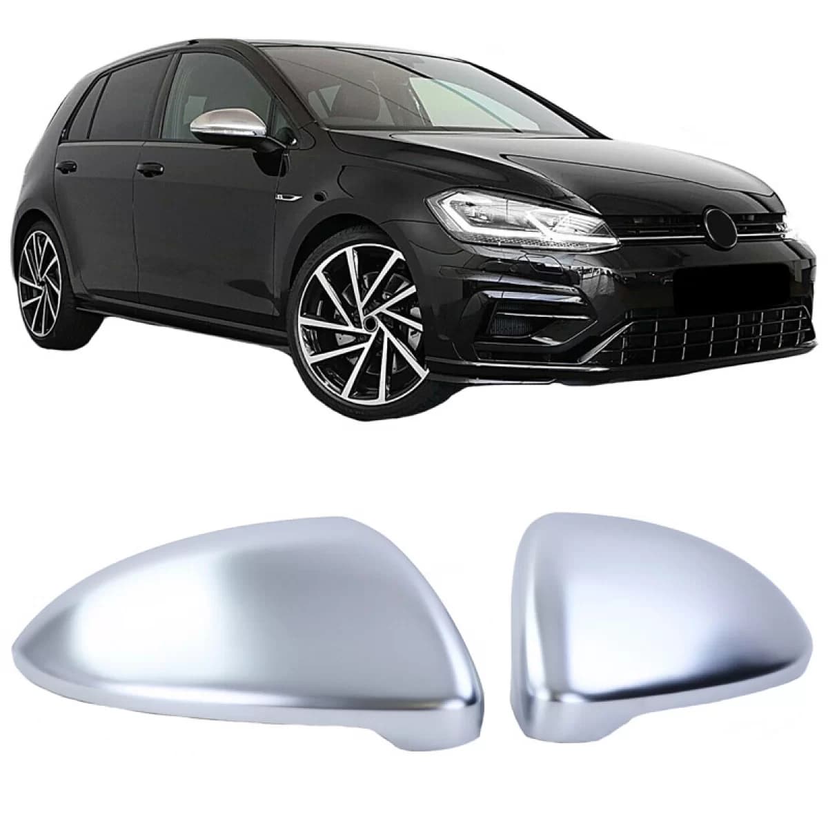 Mirror Covers suitable for VW Golf VII (7) 12-20 / Touran 15+ Brushed Aluminum 2 Pieces