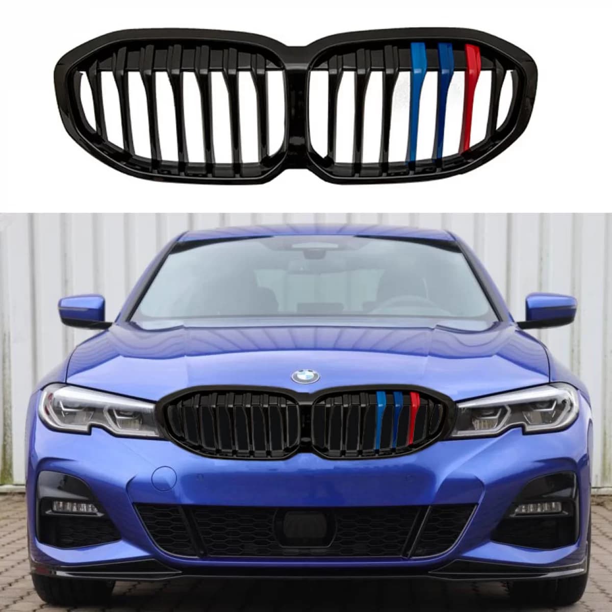 Front Grilles suitable for BMW 1 F40 19+ M Look Tri-Color Glossy Black 1 Pc