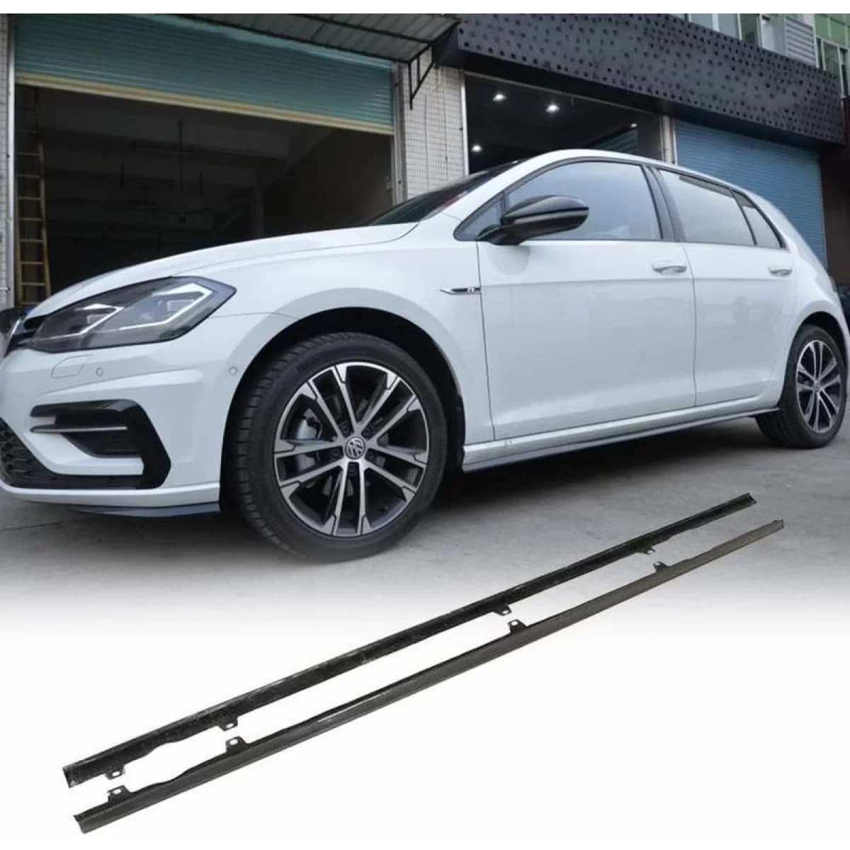 Side Skirts suitable for VW Golf VII (7 & 7.5) 12-20 R Look From Abs Plastic 2 Pcs