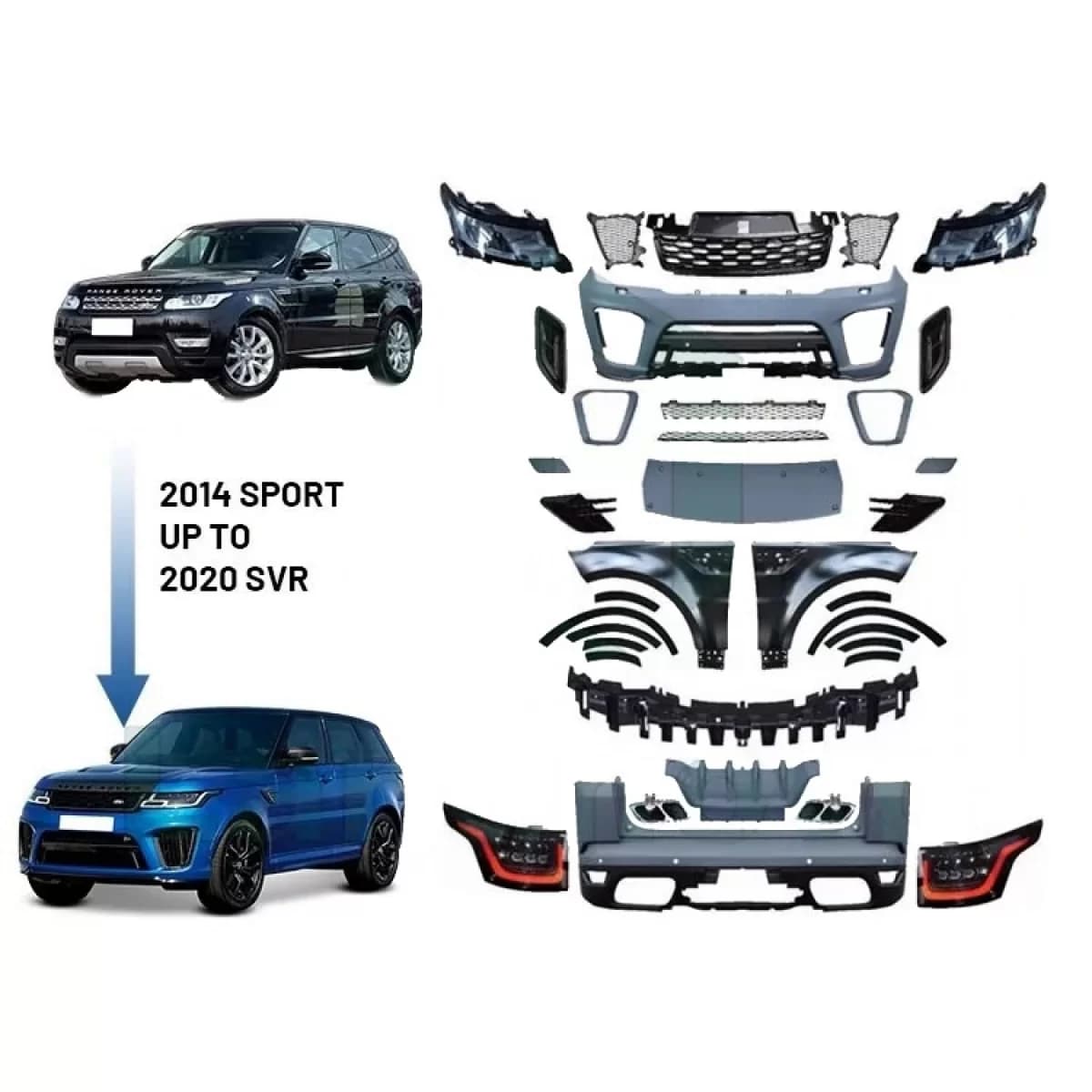 Body Kit suitable for Land Rover Range Rover Sport L494 2014-2017 Upgrade to 2018+ SVR Look
