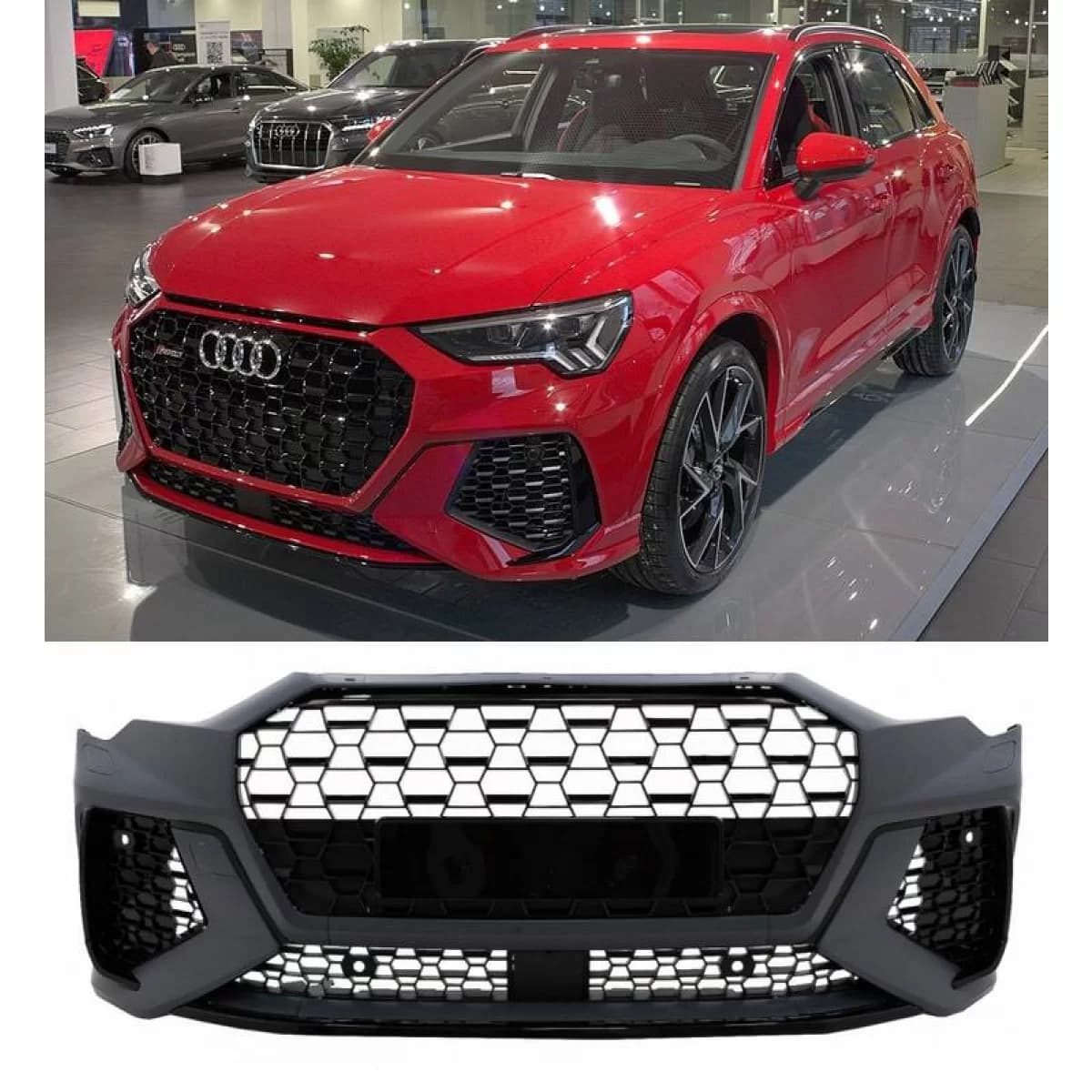 Front Bumper Suitable for Audi Q3 F3 SUV & Sportback Pre-Facelift 2020+ RSQ3 Look With Grille