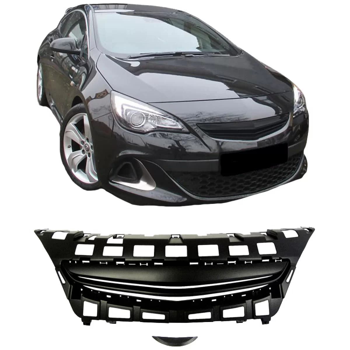 Front Grille suitable for Opel Astra J 3D GTC 12-15 Badgeless Black 1 Pc