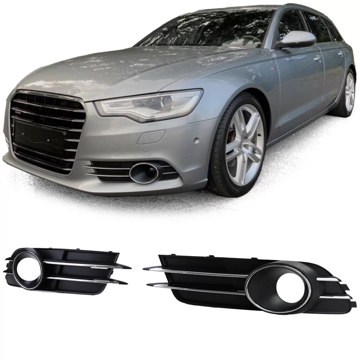 Grille trims bumper chrome for Audi A6 C7 4G 10-14 without S-Line