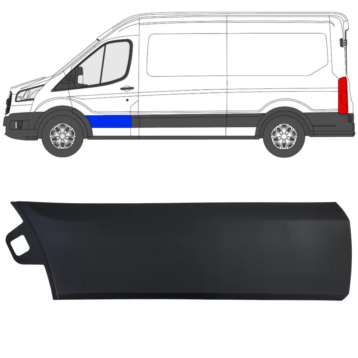 Trim strip bumper strip door front left for Ford Transit V363 2014-2019 L2 L3 L4