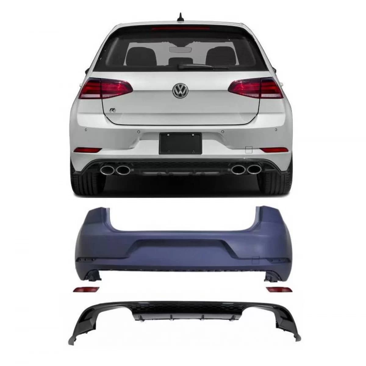 Rear Bumper suitable for VW Golf VII (7) 13-19 Upgrade to R 7.5 Look 17-19