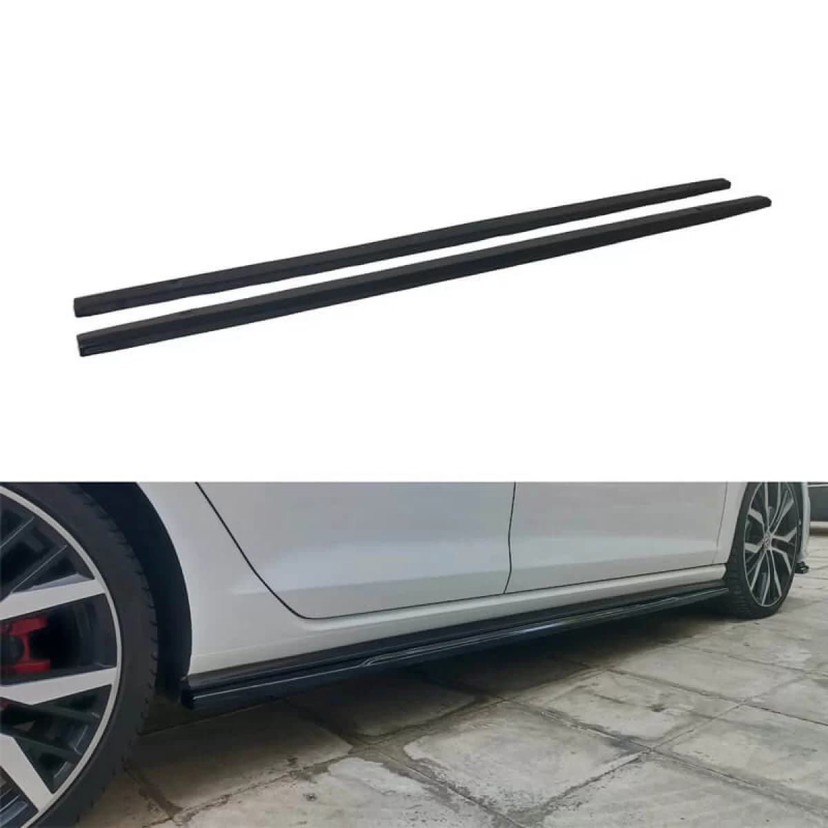 Side Skirts Extensions suitable for VW Golf VII (7 & 7.5) 12-20 GTI Gloss Black From Abs Plastic 2 Pcs