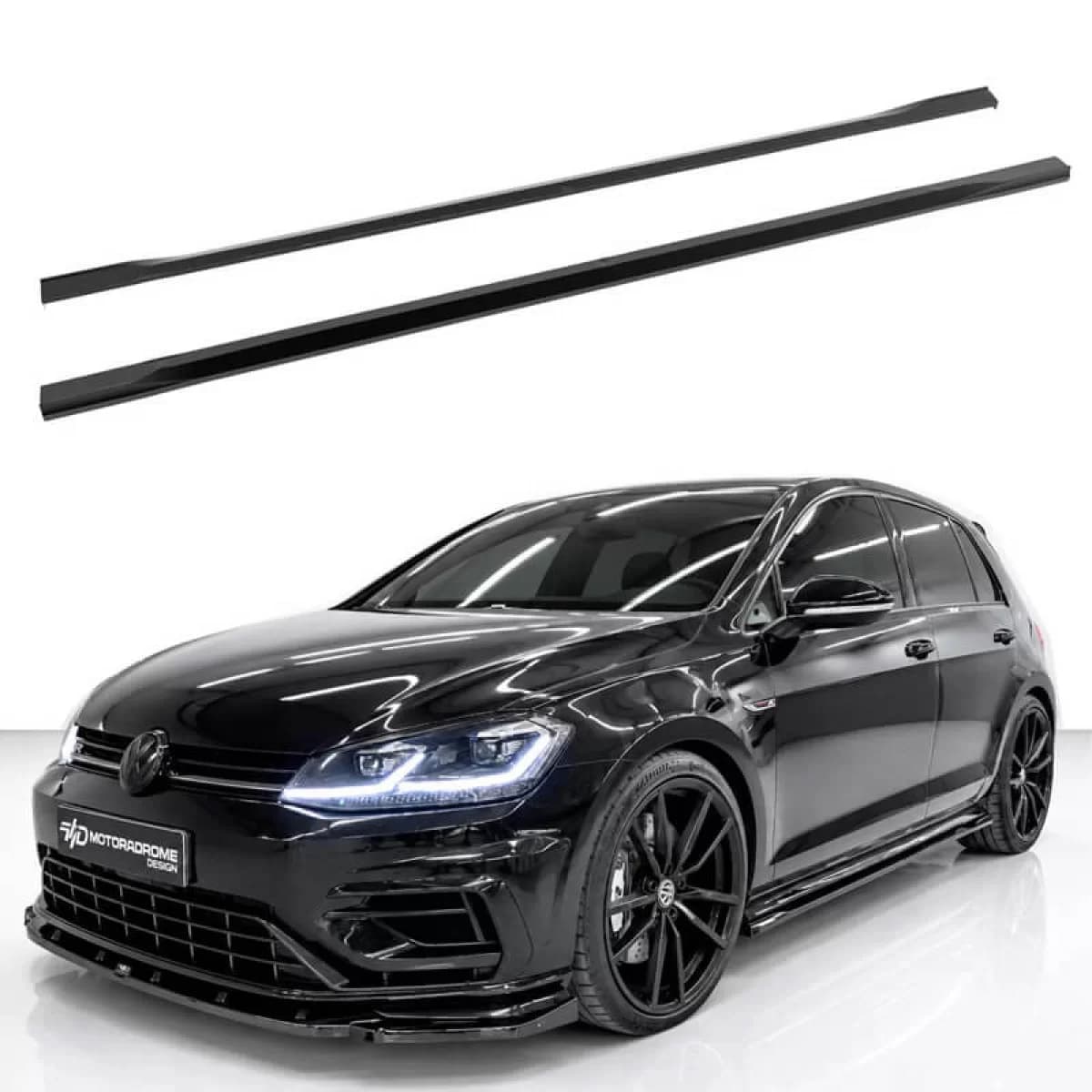 Side Skirts Extensions suitable for VW Golf VII (7.5) 17-20 R / R-Line Side Skirts Gloss Black Made from ABS Plastic 2 Pcs