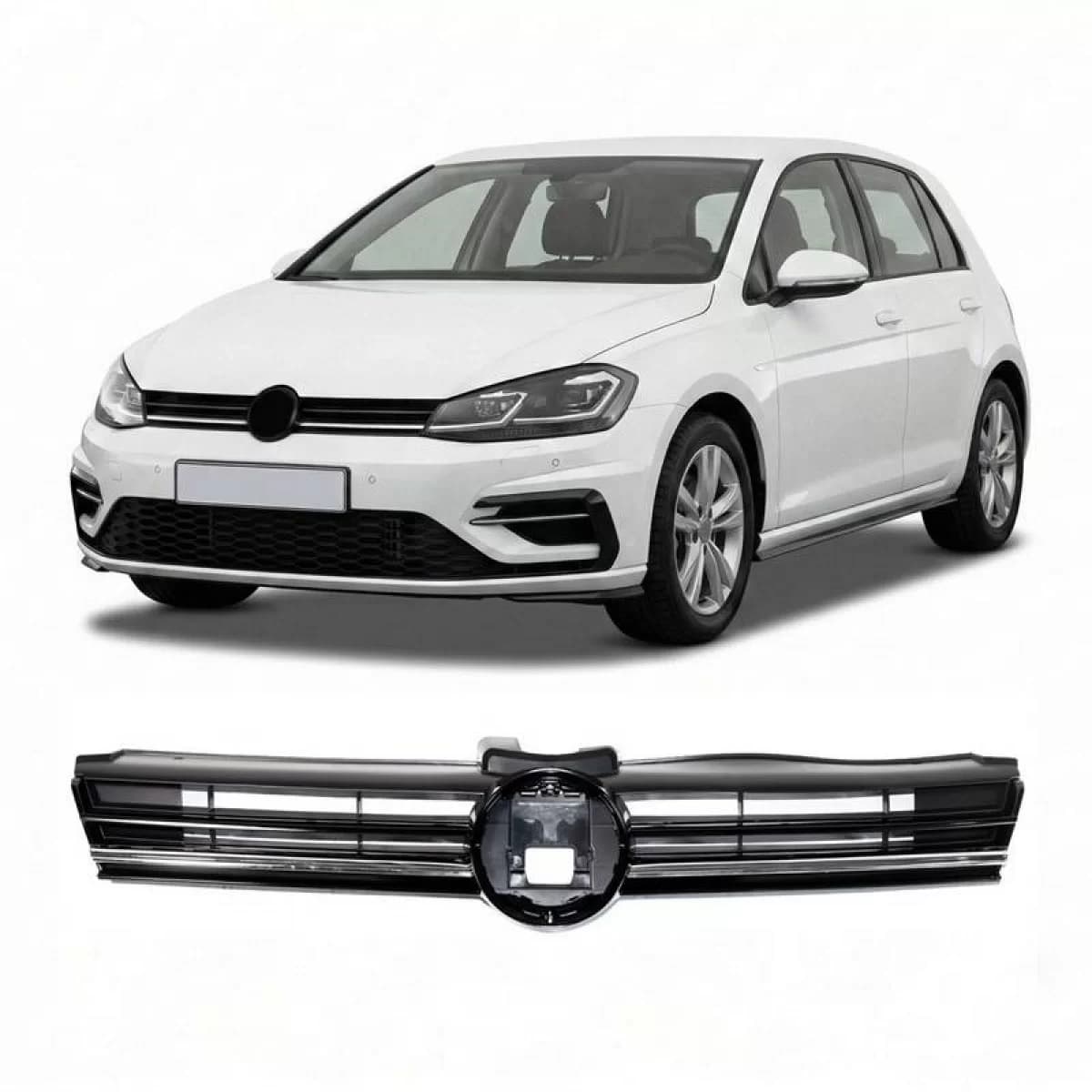 Front Grille suitable for VW Golf VII (7 & 7.5) 7 Upgrade 7.5 / 7.5 R / R Line Look With Sensor Holder 1 Pc