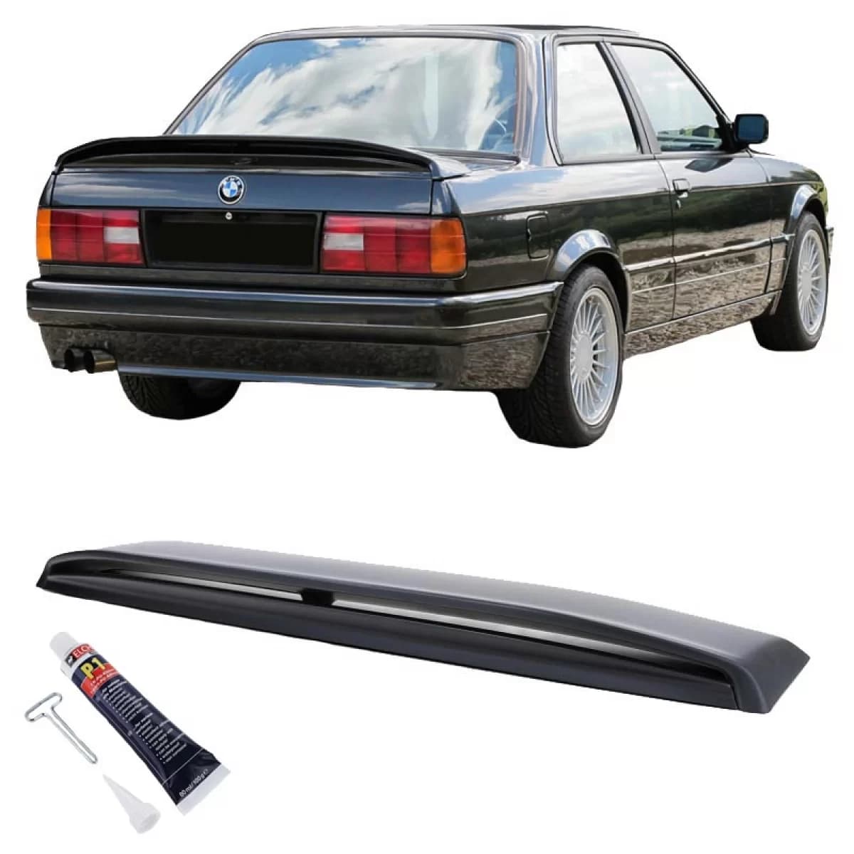 Trunk Spoiler suitable for BMW 3 E30 82-94 M-Tech 2 Look Double from ABS Plastic